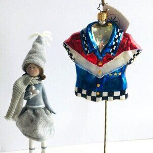 ✨ NEW Authentic Christopher Radko AMERICAN RACING SHIRT Patriotic Glass Ornament